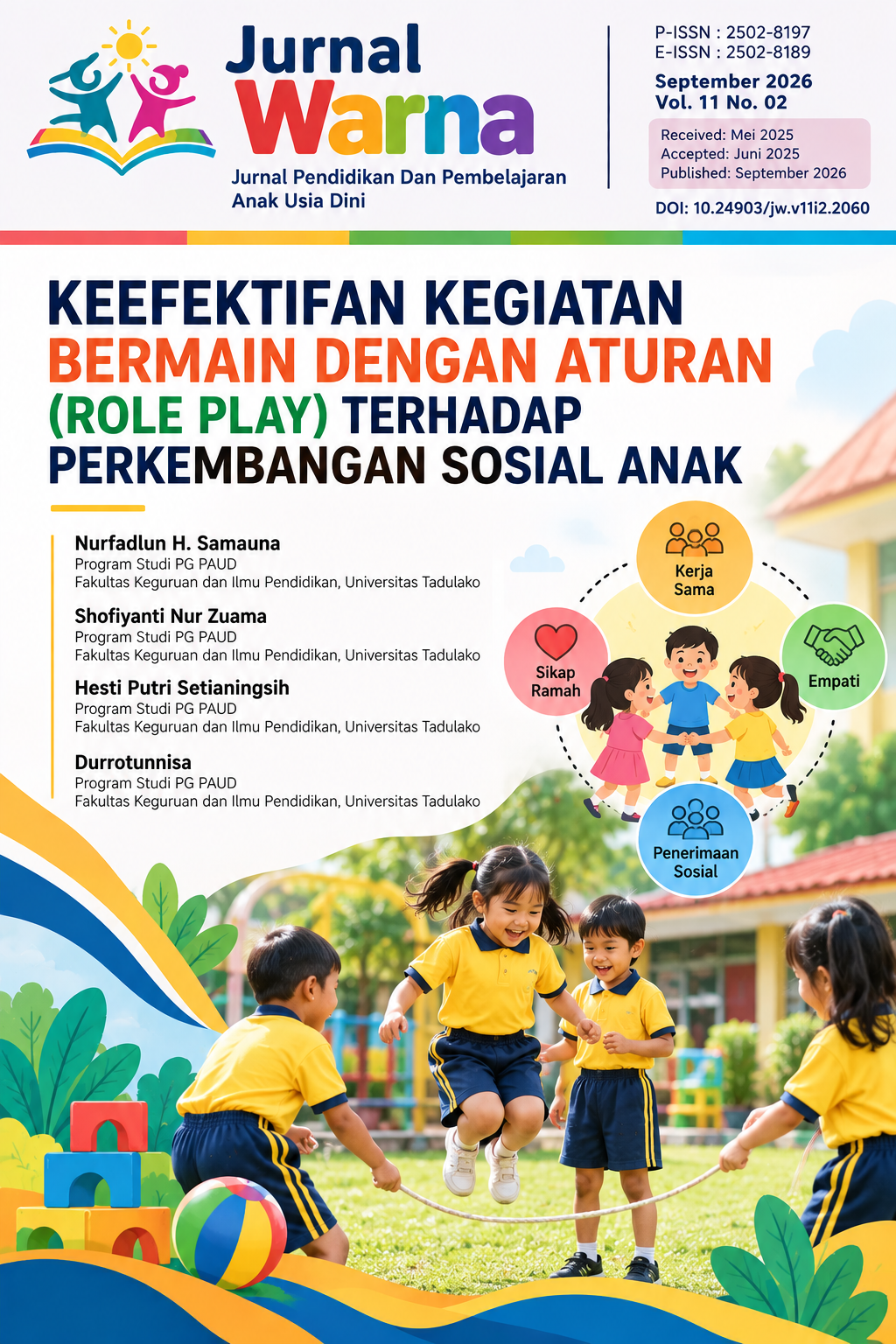 Keefektifan kegiatan bermain dengan aturan (role play) terhadap perkemangan sosial anak 